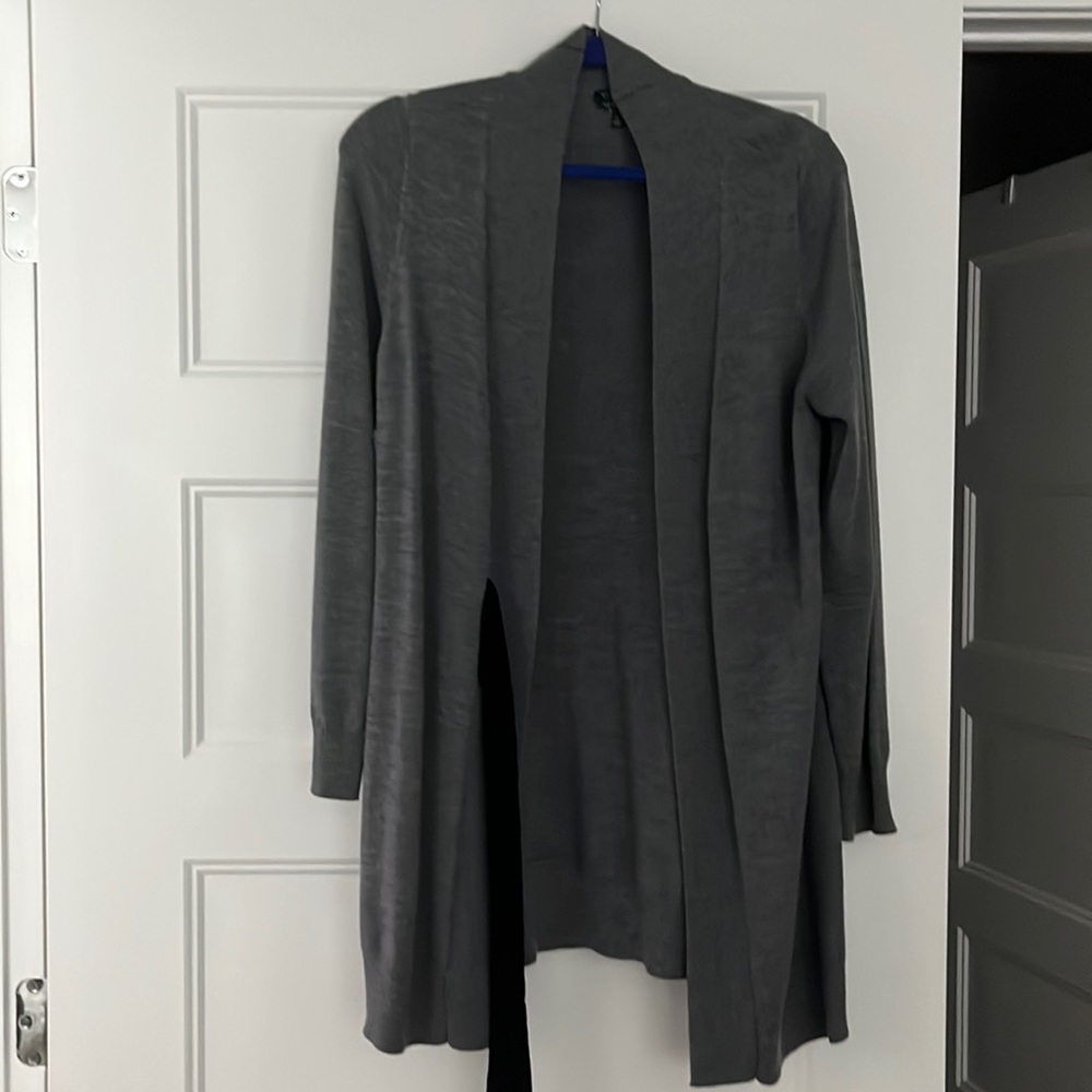 Belted merino wool sweater